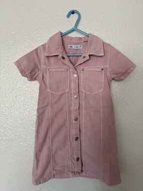 ZARA Blush Pink Button-Front Shirt Dress Sz 6 years Girls